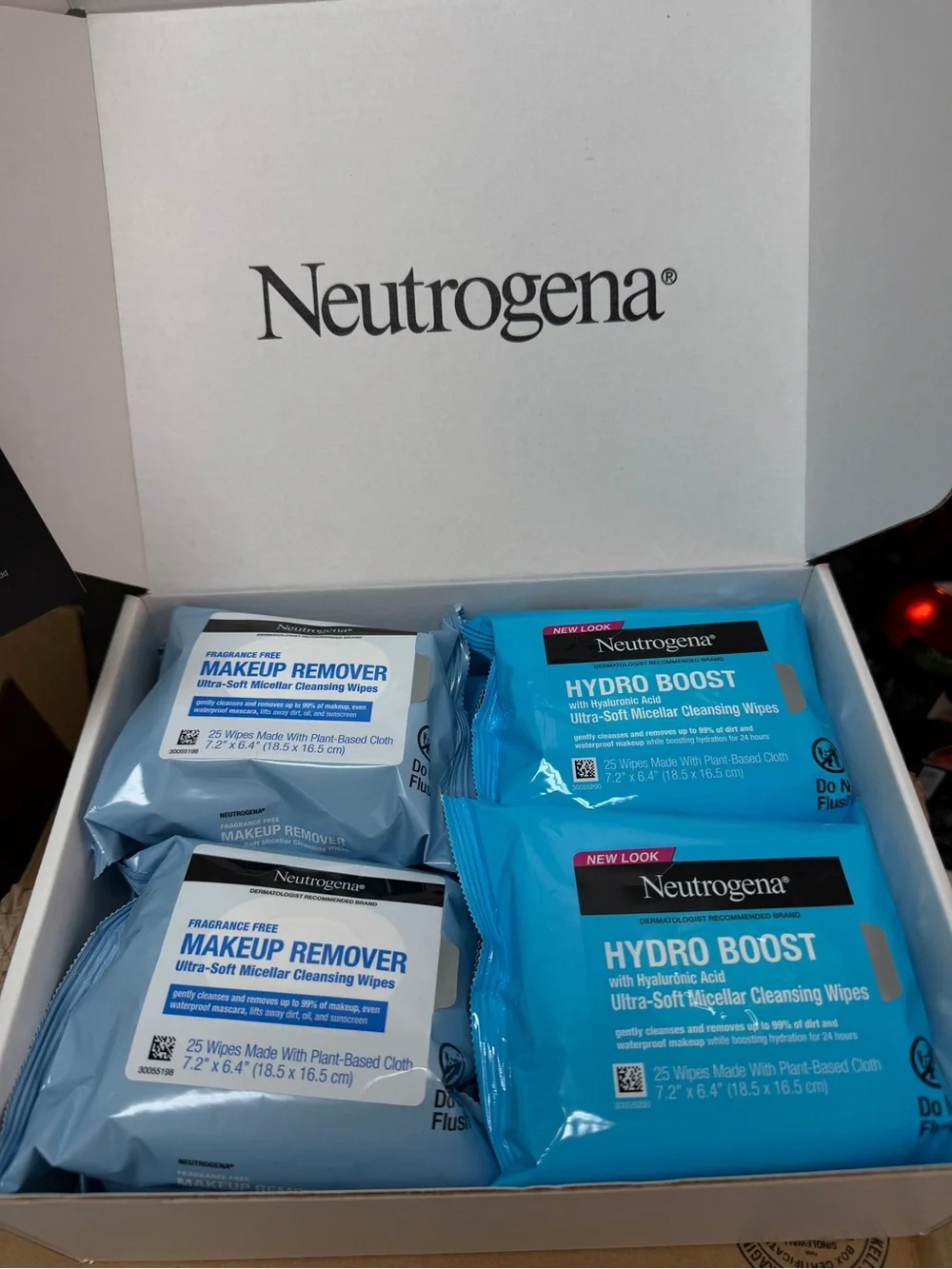 Neutrogena Hydro Boost(4 packs & Makeup Remover Wipes(4 packs)